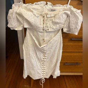 SaboSkirt White Lace Strapless Dress